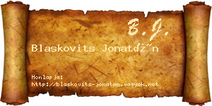 Blaskovits Jonatán névjegykártya